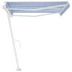 Auvent automatique sur pied 450x350 cm Bleu/Blanc – Image 4