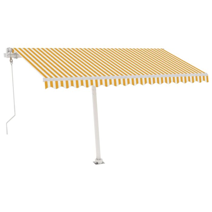 Auvent automatique sur pied 450x350 cm Jaune/Blanc – Image 3