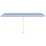 Auvent manuel rétractable avec LED 500x350 cm Bleu et blanc – Image 4