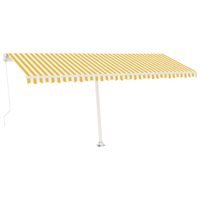 Auvent manuel rétractable avec LED 500x350 cm Jaune et blanc – Image 2