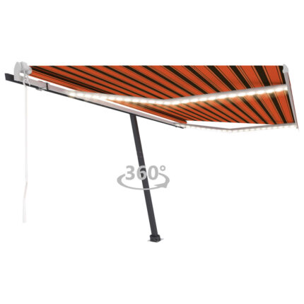 Auvent automatique capteur de vent/LED 450x300 cm Orange marron