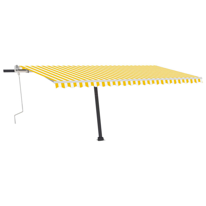 Auvent manuel rétractable sur pied 500x300 cm Jaune/Blanc – Image 3