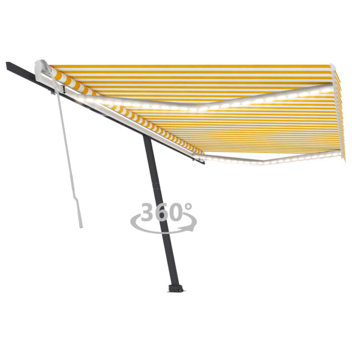 VXL8720286401071_a_en_hd_1.jpg Auvent manuel rétractable avec LED 500x300 cm Jaune et blanc – Image 1