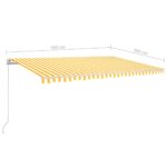 Auvent manuel rétractable avec LED 500x300 cm Jaune et blanc – Image 10