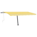 Auvent manuel rétractable avec LED 500x300 cm Jaune et blanc – Image 4