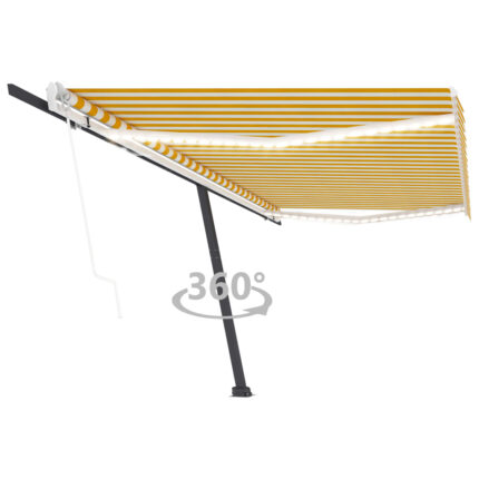 Auvent automatique capteur de vent/LED 500x300cm Jaune et blanc