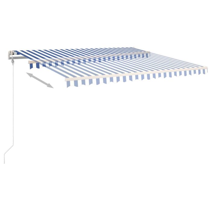 Auvent manuel rétractable sur pied 400x350 cm Bleu/Blanc – Image 3