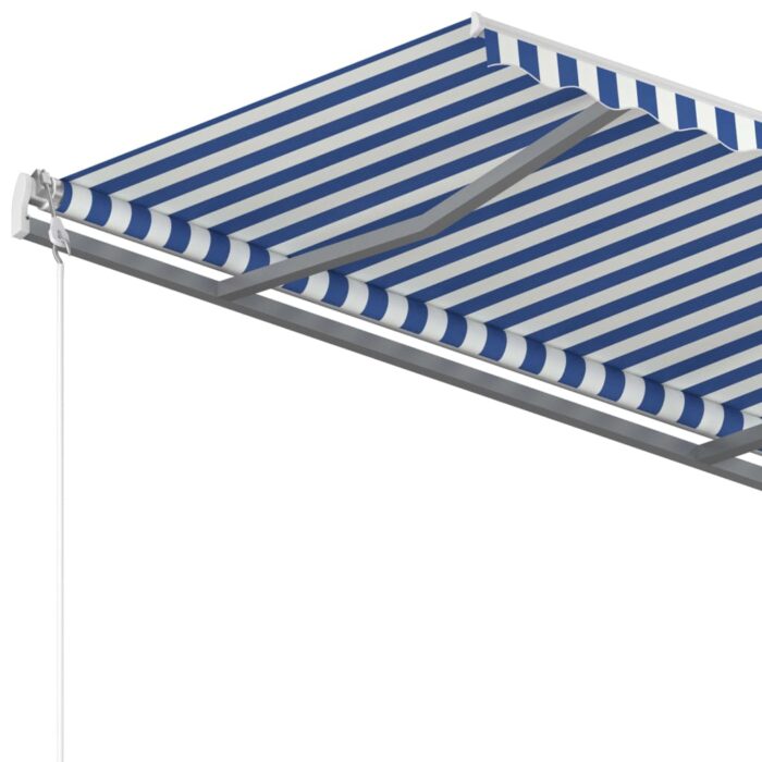 Auvent manuel rétractable sur pied 400x350 cm Bleu/Blanc – Image 6