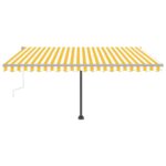 Auvent manuel rétractable sur pied 400x350 cm Jaune/Blanc – Image 4