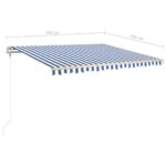 Auvent manuel rétractable avec LED 400x350 cm Bleu et blanc – Image 10