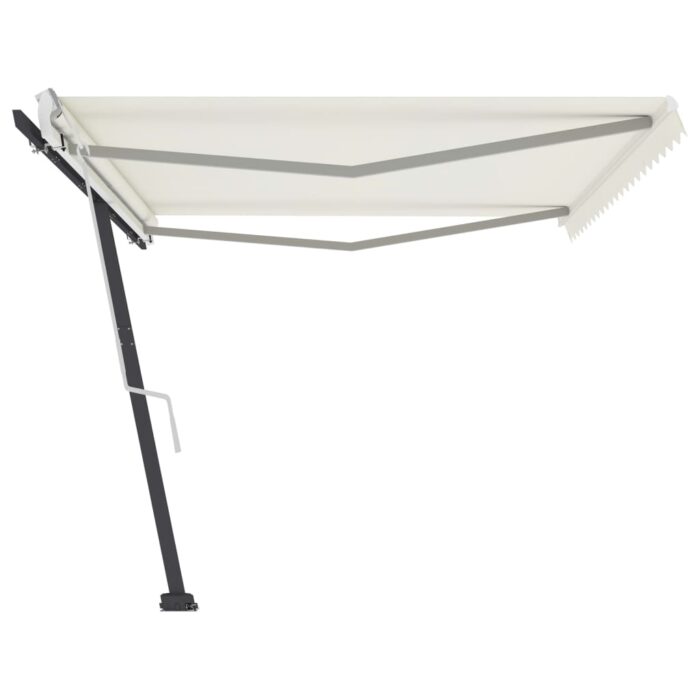 Auvent manuel rétractable sur pied 500x350 cm Crème – Image 2