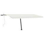 Auvent manuel rétractable sur pied 500x350 cm Crème – Image 3