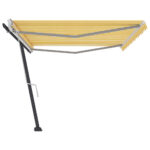 Auvent manuel rétractable sur pied 500x350 cm Jaune/Blanc – Image 2