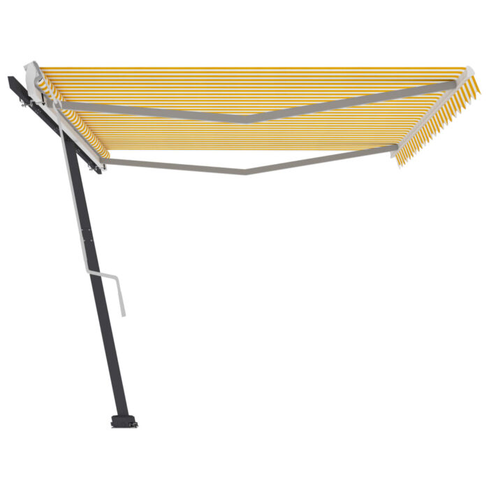 Auvent manuel rétractable sur pied 500x350 cm Jaune/Blanc – Image 2