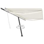 Auvent manuel rétractable avec LED 500x350 cm Crème