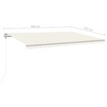 Auvent manuel rétractable avec LED 500x350 cm Crème – Image 10