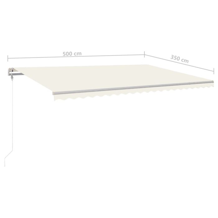 Auvent manuel rétractable avec LED 500x350 cm Crème – Image 10