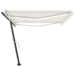 Auvent manuel rétractable avec LED 500x350 cm Crème – Image 2