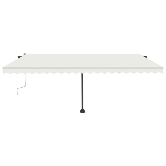 Auvent manuel rétractable avec LED 500x350 cm Crème – Image 4