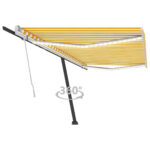 Auvent manuel rétractable avec LED 500x350 cm Jaune et blanc