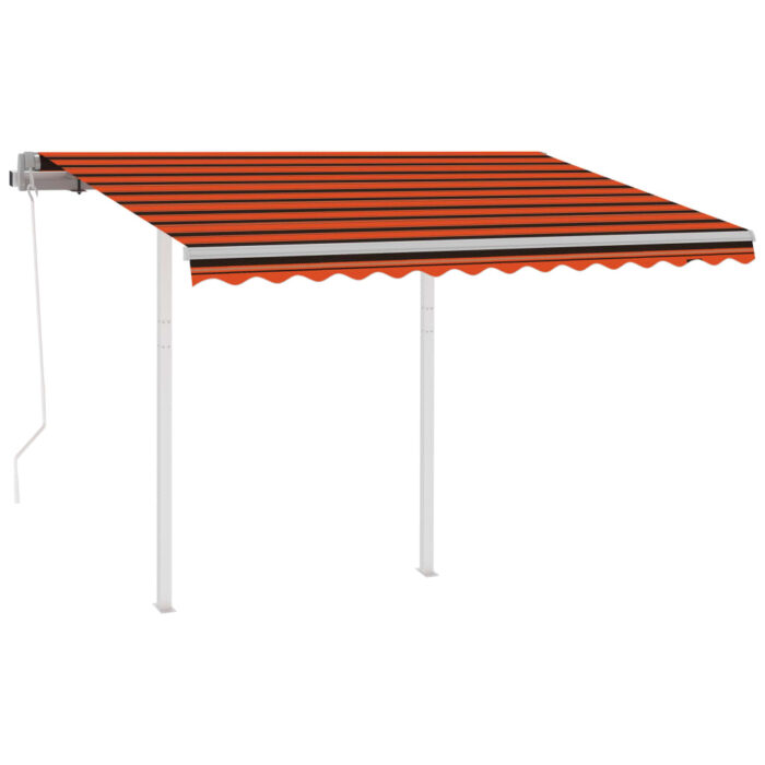 Auvent rétractable automatique et poteaux 3x2,5 m Orange marron – Image 2