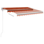 Auvent rétractable automatique et poteaux 3x2,5 m Orange marron – Image 3