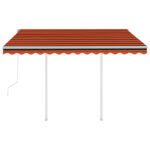 Auvent rétractable automatique et poteaux 3x2,5 m Orange marron – Image 5