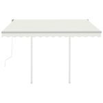 Auvent rétractable automatique avec poteaux 3,5x2,5 m Crème – Image 3