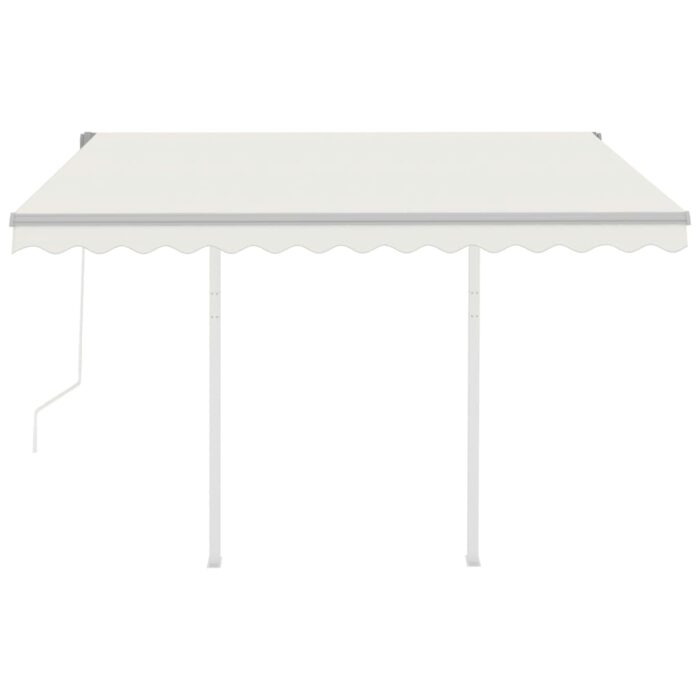Auvent rétractable automatique avec poteaux 3,5x2,5 m Crème – Image 3