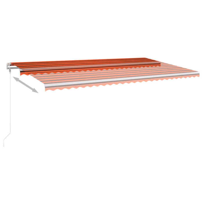Auvent manuel rétractable avec LED 6x3 m Orange et marron – Image 4