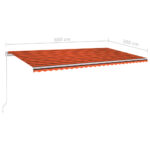 Auvent automatique rétractable et poteaux 6x3m Orange et marron – Image 10