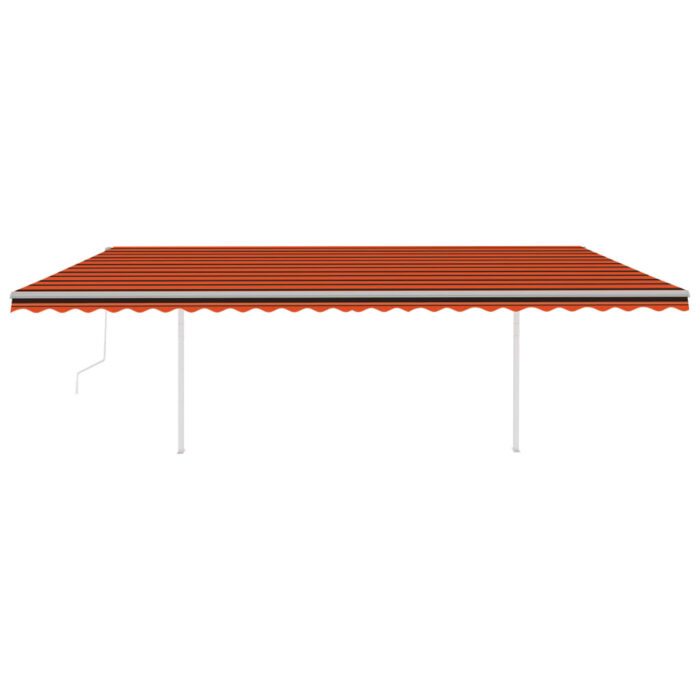 Auvent automatique rétractable et poteaux 6x3m Orange et marron – Image 3