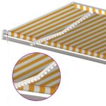 Auvent manuel rétractable avec LED 6x3,5 m Jaune et blanc – Image 5