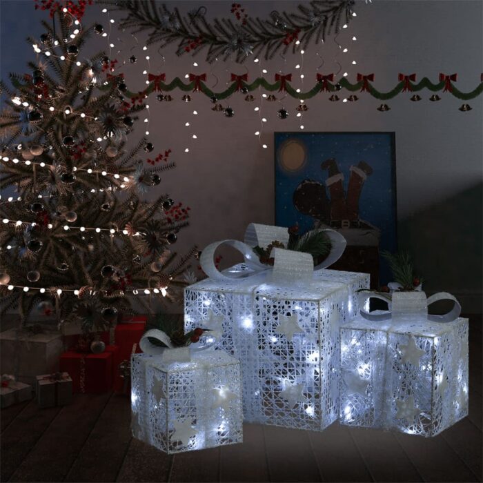 Boîtes-cadeaux de Noël décoratives 3 pcs Extérieur Intérieur – Image 1