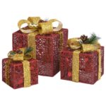 Boîtes-cadeaux de Noël décoratives 3 pcs Extérieur Intérieur – Image 2