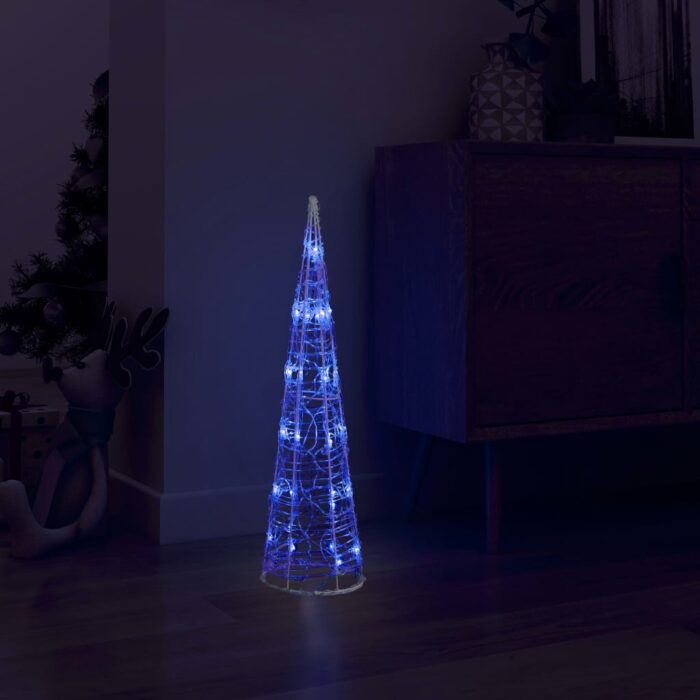 Cône lumineux décoratif pyramide à LED Acrylique Bleu 60 cm – Image 1