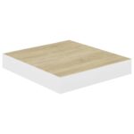 Étagères murales 4 pcs Chêne et blanc 23x23,5x3,8 cm MDF – Image 2
