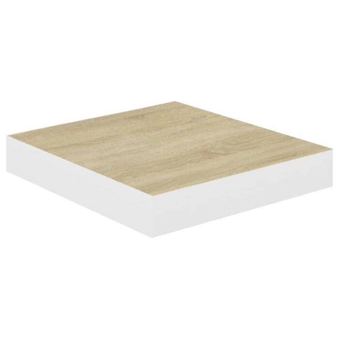 Étagères murales 4 pcs Chêne et blanc 23x23,5x3,8 cm MDF – Image 2