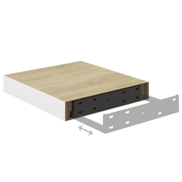 Étagères murales 4 pcs Chêne et blanc 23x23,5x3,8 cm MDF – Image 6