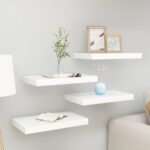 Étagères flottantes 4 pcs Chêne et blanc 40x23x3,8 cm MDF