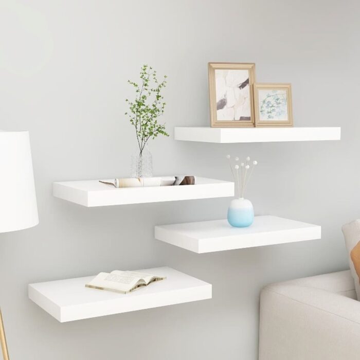 Étagères flottantes 4 pcs Chêne et blanc 40x23x3,8 cm MDF – Image 1