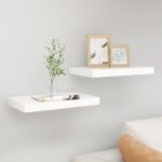 Étagères flottantes 2 pcs chêne et blanc 50x23x3,8 cm MDF