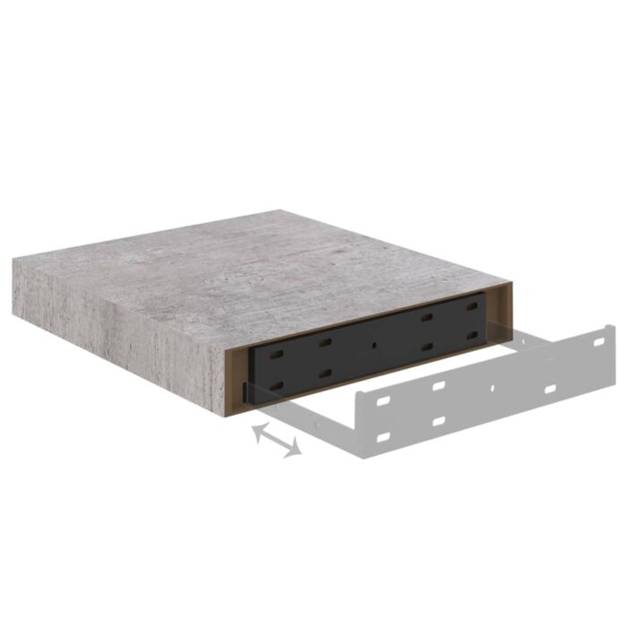 Étagères murales flottantes 2 pcs gris béton 23x23,5x3,8 cm MDF – Image 6