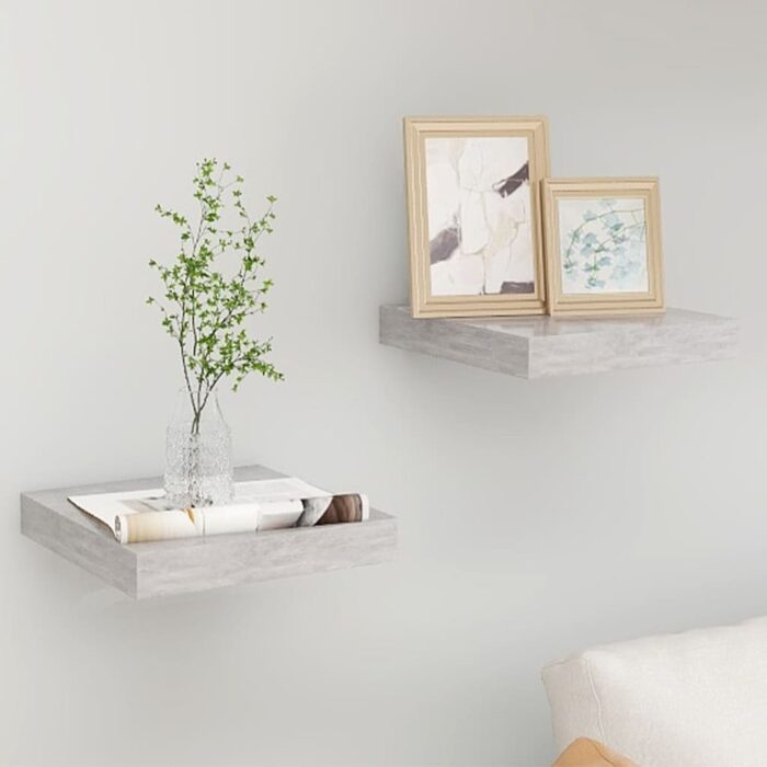 Étagères murales flottantes 2 pcs gris béton 23x23,5x3,8 cm MDF – Image 1