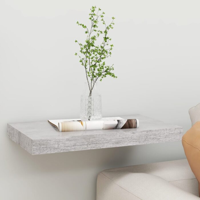 Étagère murale flottante gris béton 50x23x3,8 cm MDF – Image 1