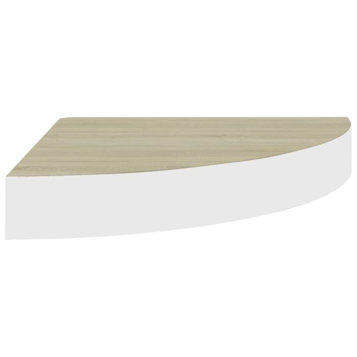 Étagères d'angle murales 2 pcs Chêne et blanc 25x25x3,8 cm MDF – Image 2