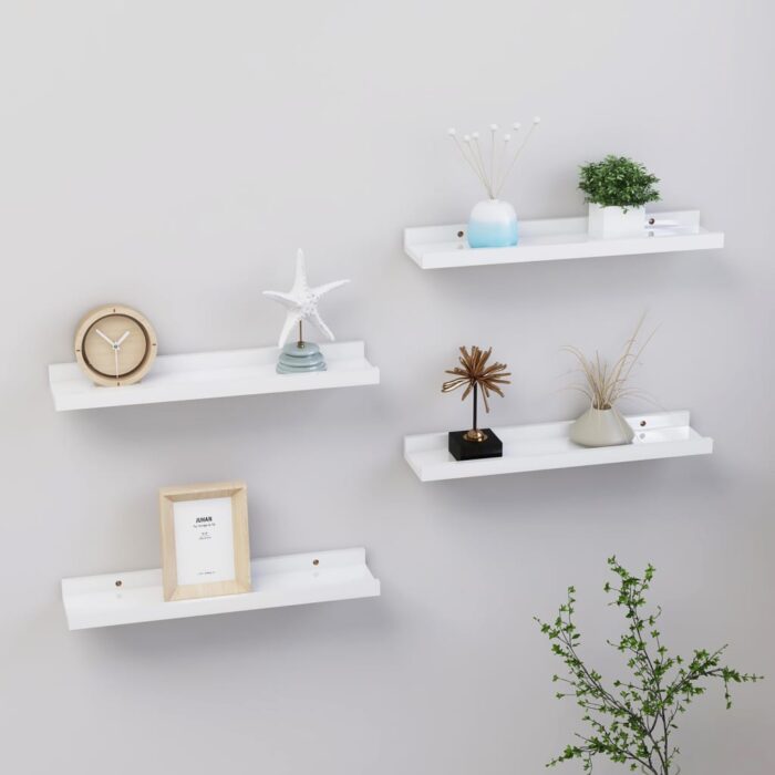 Étagères murales 4 pcs Blanc brillant 40x9x3 cm – Image 1