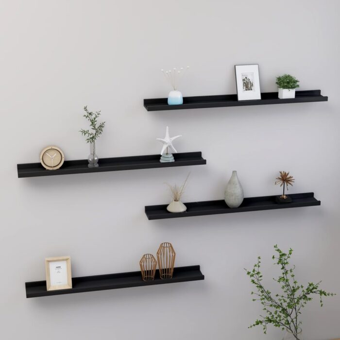 Étagères murales 4 pcs Noir 80x9x3 cm – Image 1