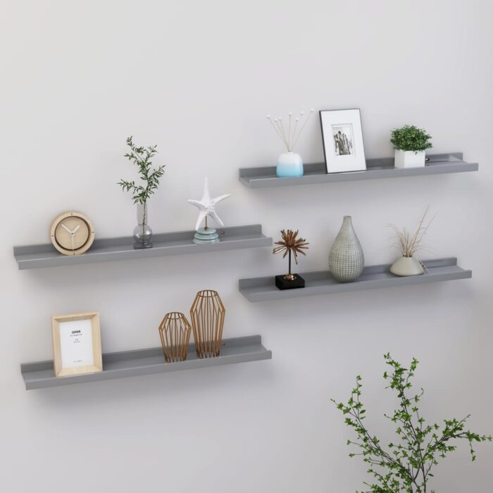 Étagères murales 4 pcs Gris 60x9x3 cm – Image 1