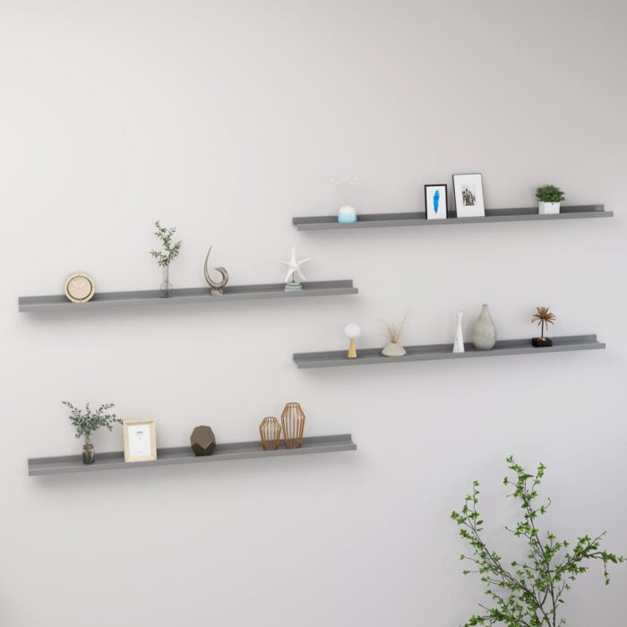 Étagères murales 4 pcs Gris 115x9x3 cm – Image 1